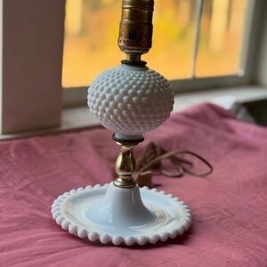 Vintage White Hobnail Table Lamp